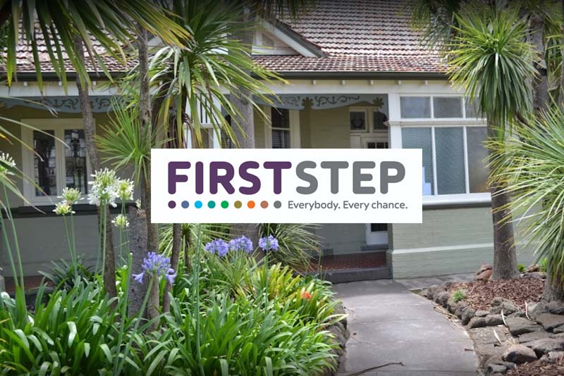 First Step logo and entrance